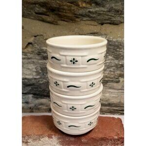 VTG Longaberger Pottery 3" Custard Condiment Bowls Woven Tradition Heritage Gree